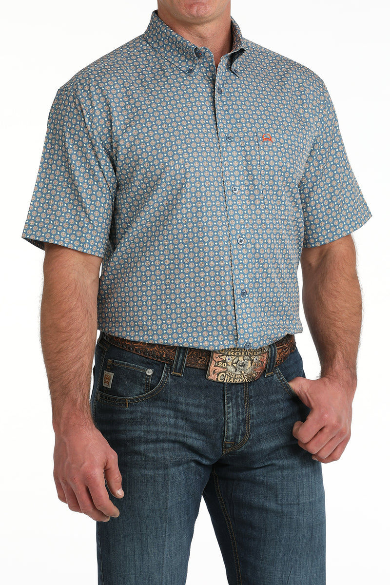 CLMTW1704165 Men's Cinch S/S Arena Flex- Blue Pattern