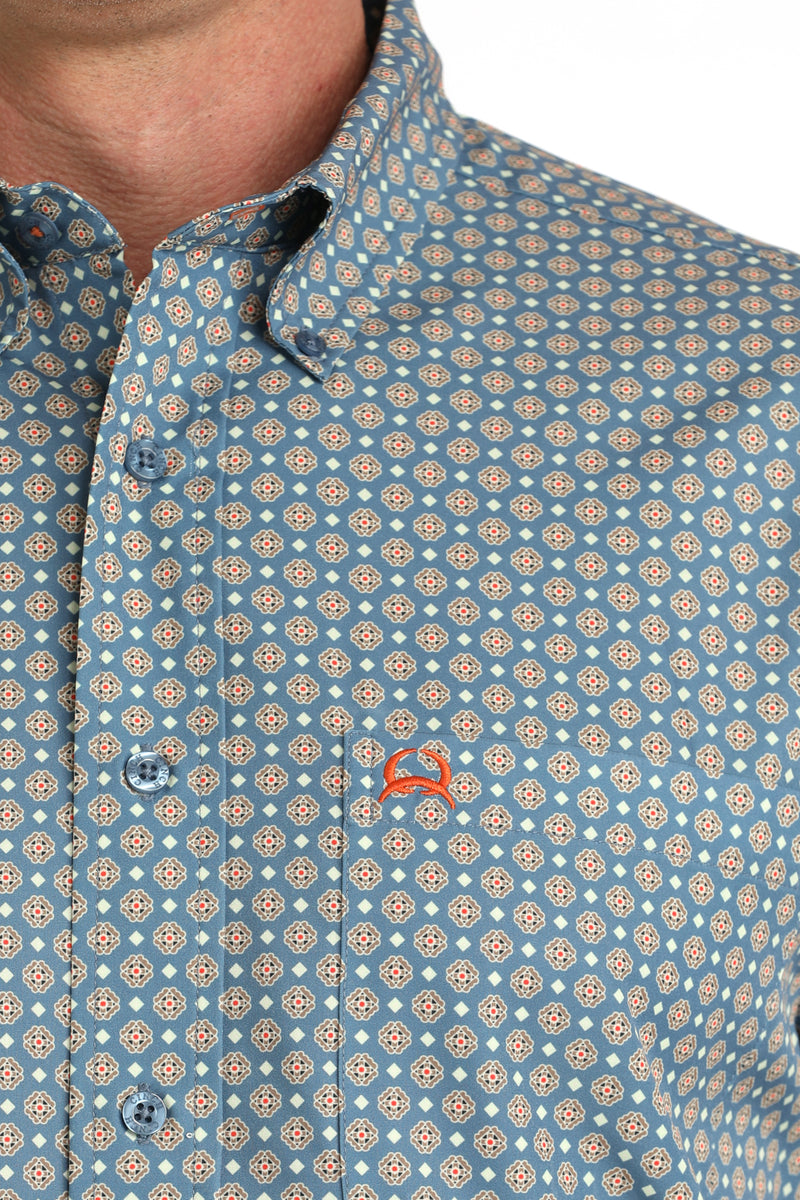 CLMTW1704165 Men's Cinch S/S Arena Flex- Blue Pattern