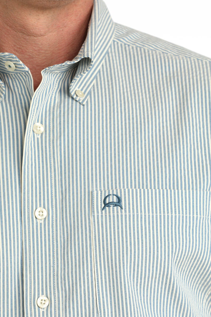 CLMTW1704166 Men's Cinch S/S Arena Flex- Blue Stripes