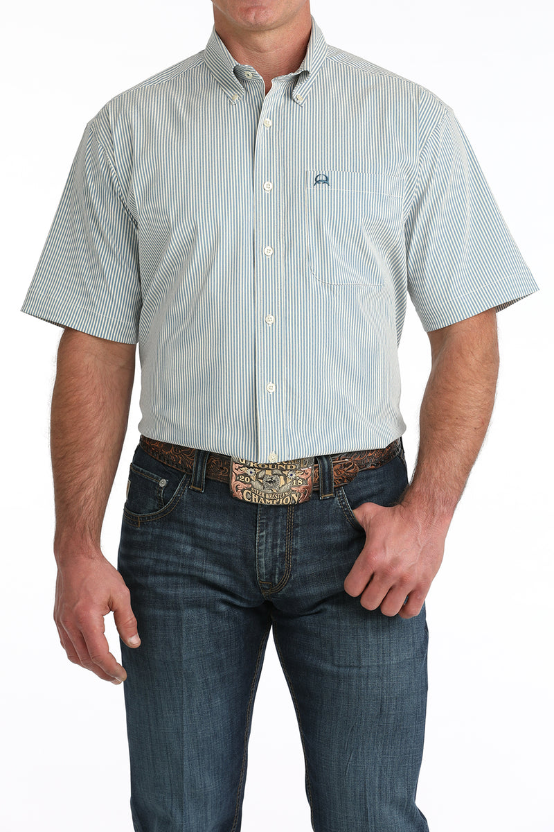 CLMTW1704166 Men's Cinch S/S Arena Flex- Blue Stripes
