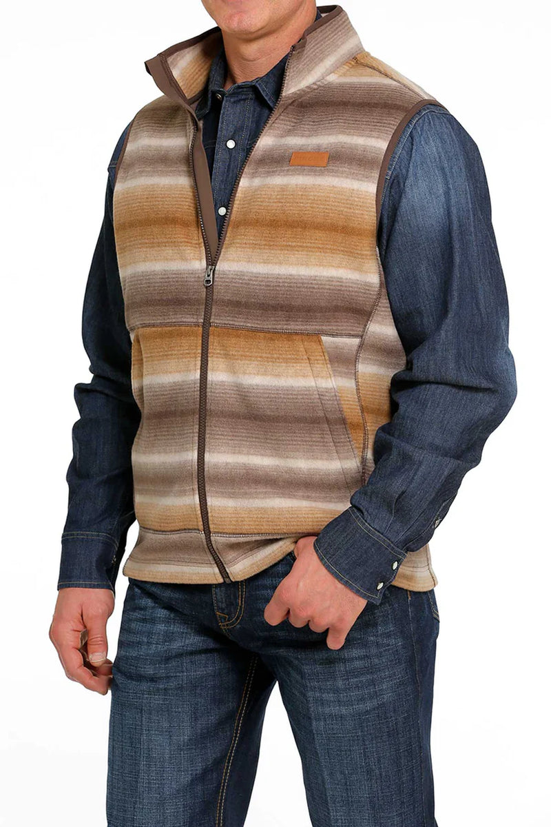 CLMWV1585001-M-BRWN Men's Cinch Polar Fleece Zip Vest