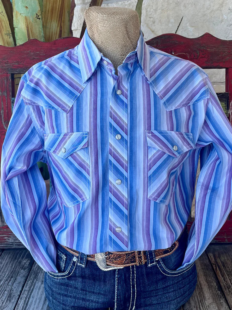 CL112352265-XXL-Blu/Prpl Wrangler Mens Shirt L/S Classic Fit 20X Stripe