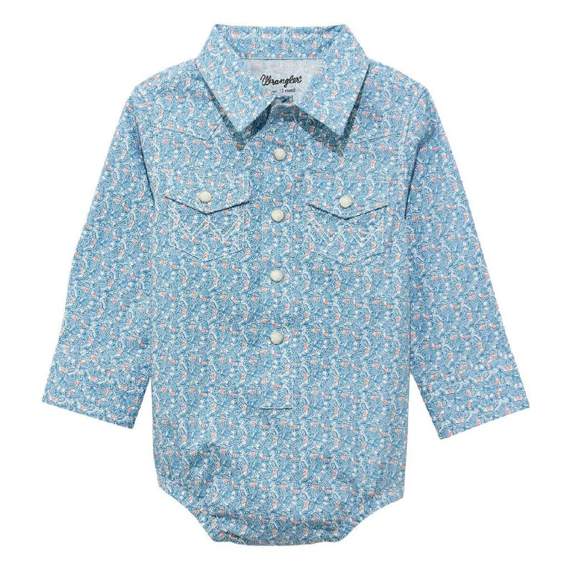CL112374303 Blue Baby Wrangler Onesie Snap Shirt