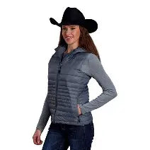 CL03-098-0685-6001 Ladies Roper Down Vest w/Hood - Silver Blue