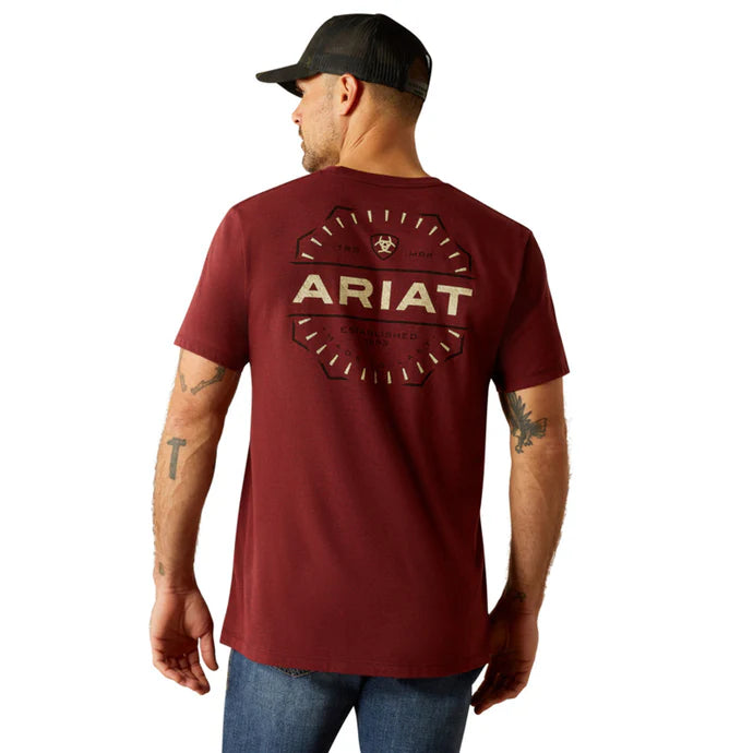 CL10054830 Ariat Mens T-Shirt Explorer Classic - Crimson Red Heather