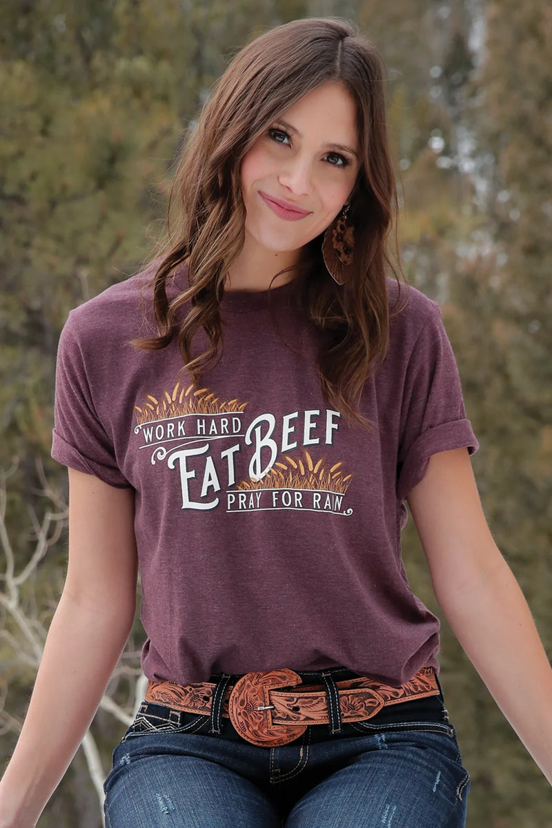 CLCTT7385010 Cruel Girl T-Shirt Womens "Work Hard Eat Beef"