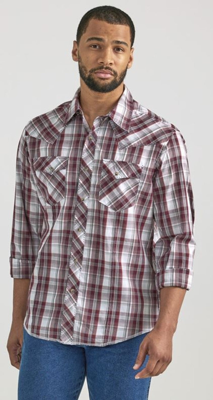 CL112337993 Mens Shirt L/S Snap Burg Plaid