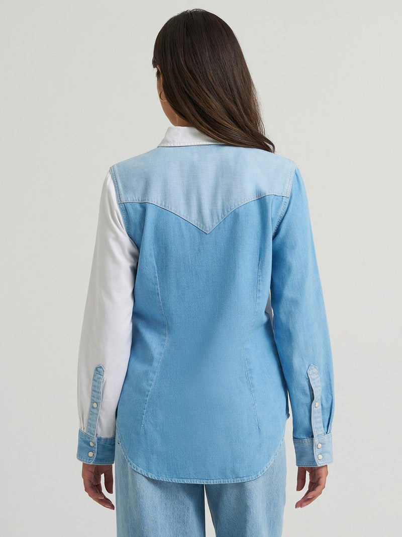 CL112374832  Wrangler Women's 2 Tone Denim L/S Shirt