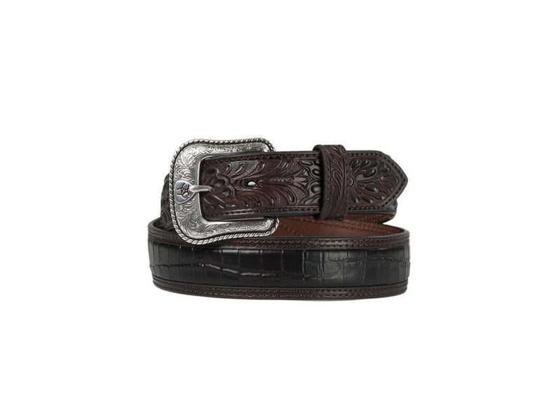 CLA1021202-32 Belt Ariat 1 1/2" Croc Tooled Dark Brown