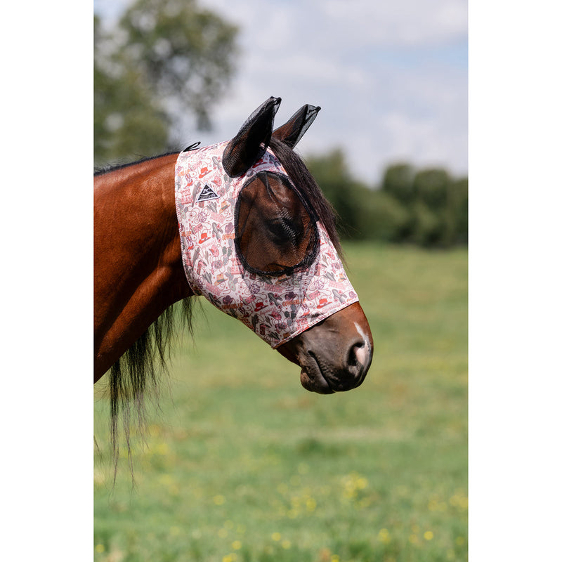 TKPCCFM200-Horse-Cowgirl Fly Mask Comfort Fit Lycra w/Ears