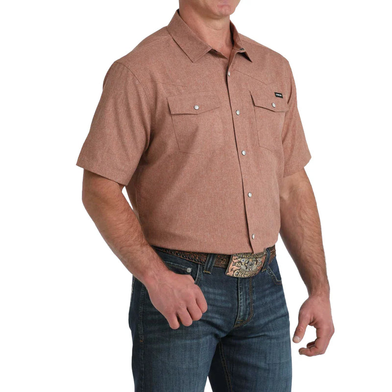 CLMTW1402010 Mens Cinch S/S Camp Shirt Snaps - Rust Brown