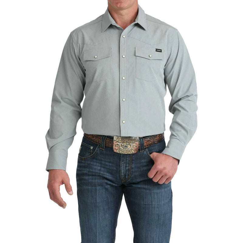 CLMTW1403005 Mens Cinch Camp L/S Snap Shirt Solid - Grey