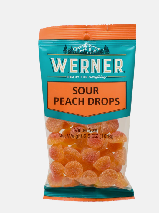 BGWE80181 Werner Candy - Sour Peach Drops - 184g