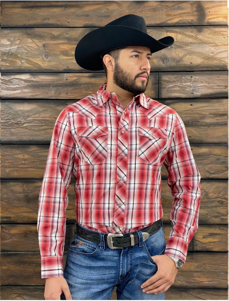 CL112344817 Mens Wrangler L/S Snap Plaid Easy Care