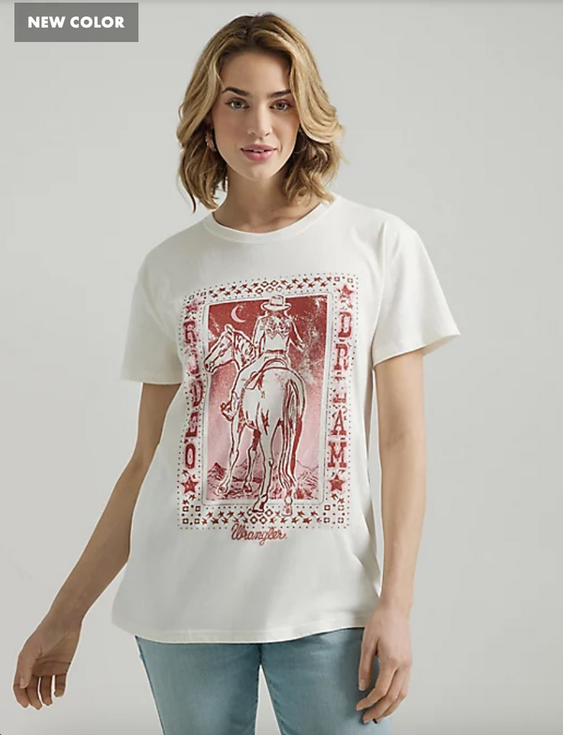 CL112347504 Women's Wrangler BF Tee Cowgirl on Horse