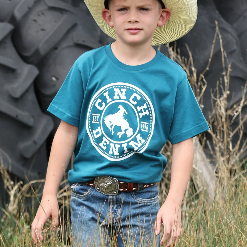 CLMTT7670183- Boys Cinch Denim Tshirt- Teal
