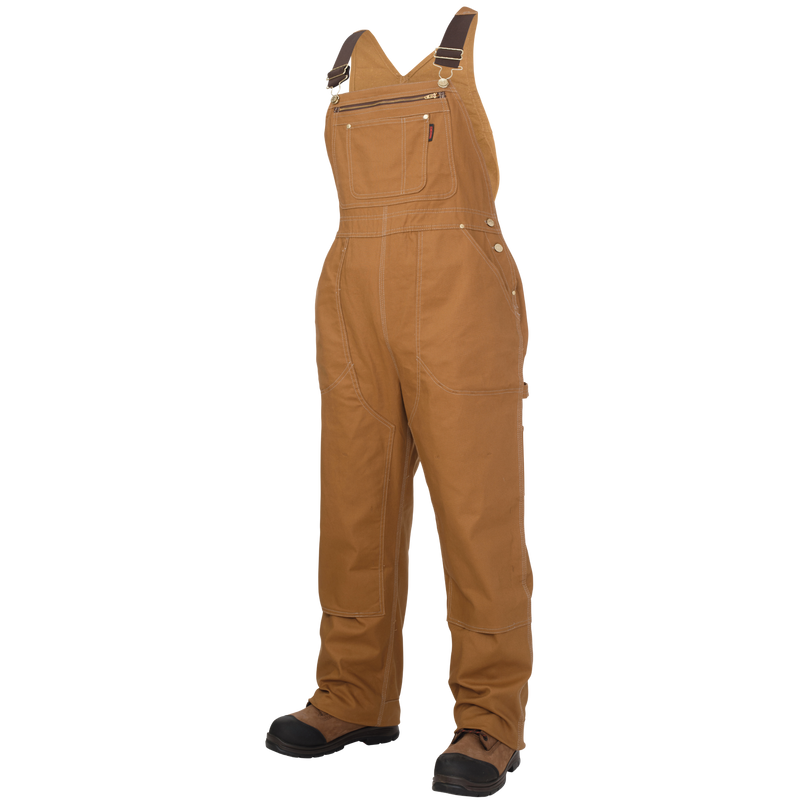 CLWB061-Brown Women's Tough Duck Bib Overall Unlined Stretch