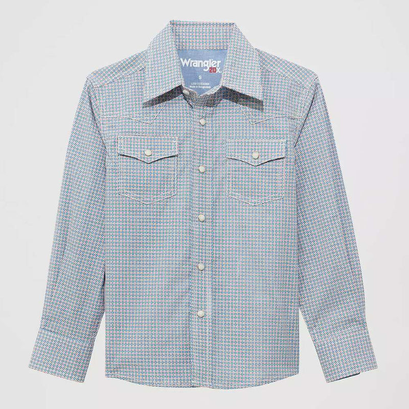 CL112374368 Wrangler Boys 20x Snap L/S Shirt- Pattern