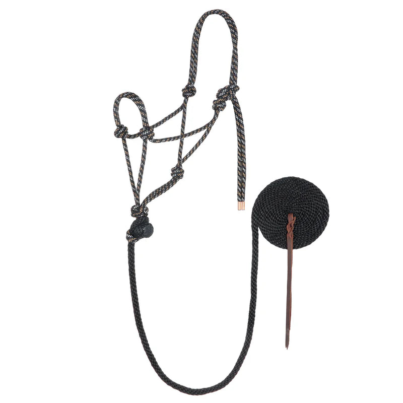 TK35810-50--Blk/Tan Weaver Rope Halter with Lead