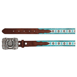 CL2610570254- Belt Catchfly Girls Turquiose Floral Emboss