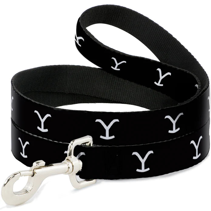 PSWYS00--Black Yellowstone Logo 6' Leash