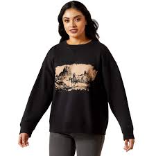 CL10065871-S-Black Ariat Womens Outlaw Crewneck