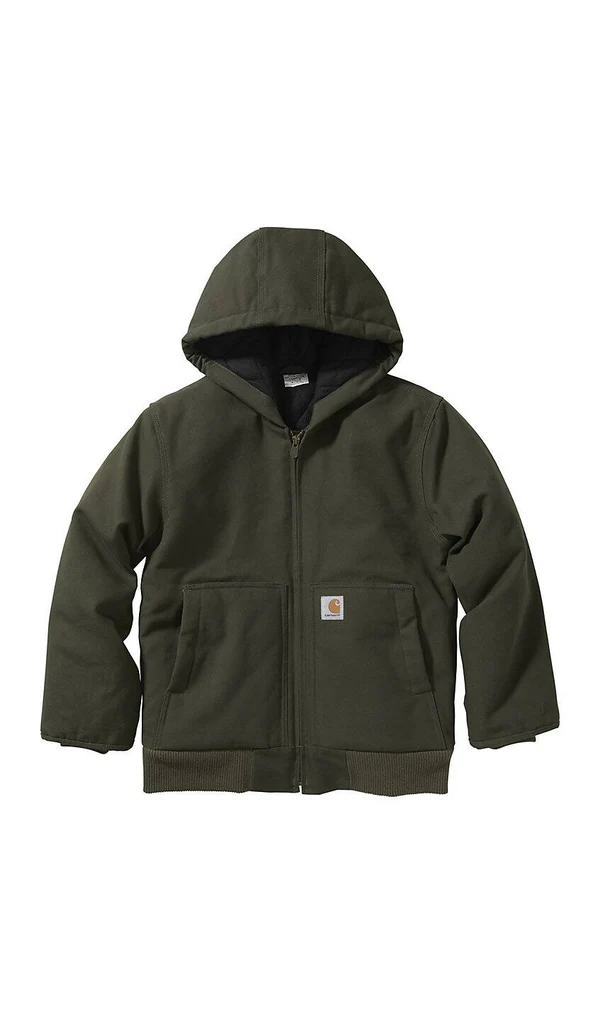 CLCP8417-Olive Carhartt Jacket Youth Fleece Lined