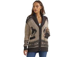 CL112353132 Wrangler Womens Cardigan Button Up Bronc Print