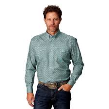 CL03-001-0325-4030-Gry/Teal Roper Shirt L/S Button Grey/Teal Print