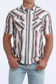 CLMTW1402015 Mens Cinch S/S Camp Shirt - Multi Retro Stripes
