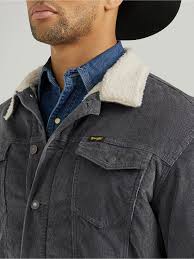 CL112352865-Grey Jacket Wrangler Western Corduroy Sherpa Lined