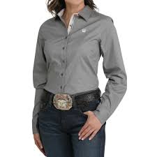 CLMSW9165071-Grey Womens Cinch L/S Button up Paisley Print