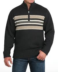 CLMWK1560005 Cinch Mens Knitted Zip Sweater