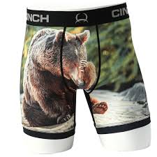 CLMXY6009018-XL Cinch Men's 6" Boxer Briefs "Grizzly Bear"