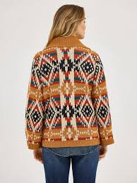 CL112371635 Wrangler Ladies Cardigan Aztec w/ Concho Buttons