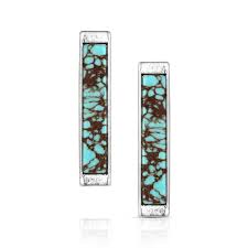 BGAER6347 Haning Turquiose Bar Earrings