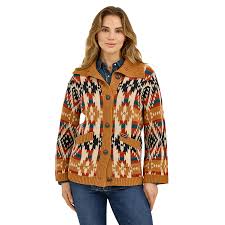 CL112371635 Wrangler Ladies Cardigan Aztec w/ Concho Buttons