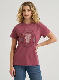 CL112368861 Wrangler Womens Tshirt- Steer Head and Flowers