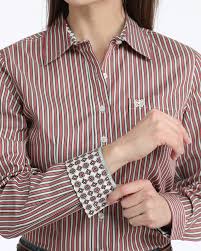 CLMSW9164258 RED- Ladies L/S Red Stripes