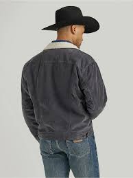 CL112352865-Grey Jacket Wrangler Western Corduroy Sherpa Lined