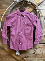 CLMTW7061420-Toddler Cinch L/S Button Up- Pink Pattern
