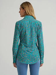 CL112375014-S-Green Wrangler Women's L/S Floral Print