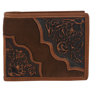 BG24025138W1 Men's Tony Lama Bifold Wallet Suede w/ Floral Tooling