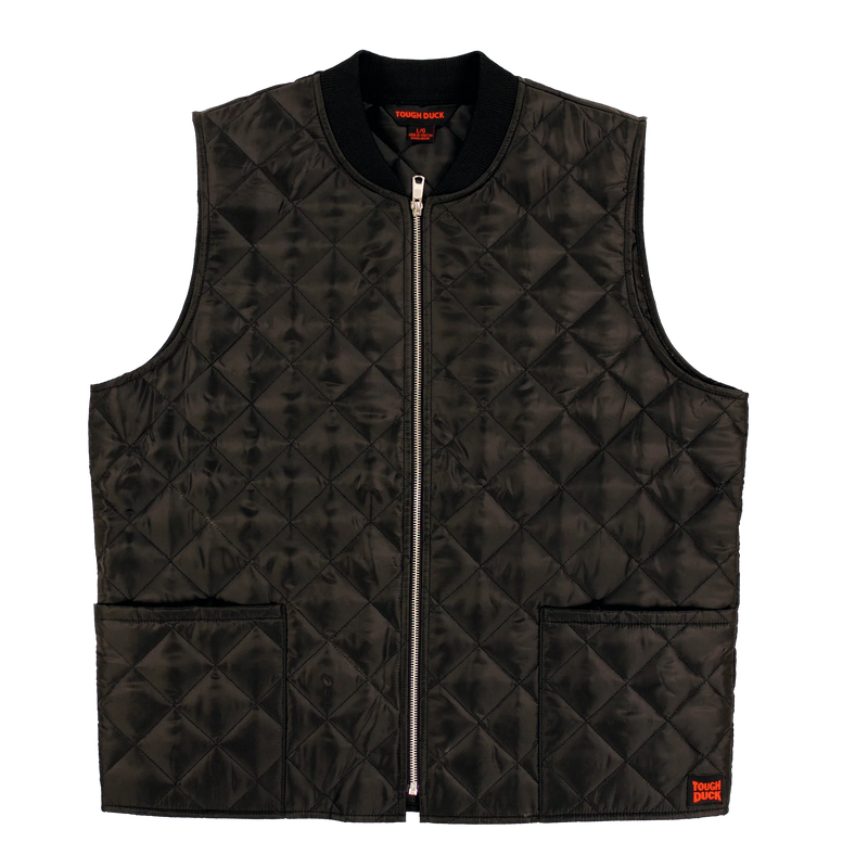 CLWV07-L-Black Vest Mens Tough Duck Quilted Freezer