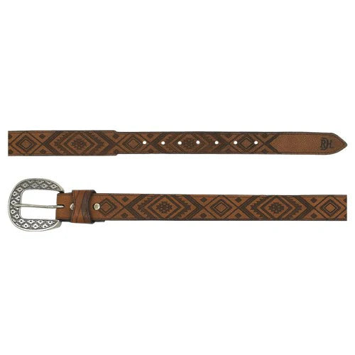 CL24171BE3-Ladies Belt Brown w/ Aztec Printed Design