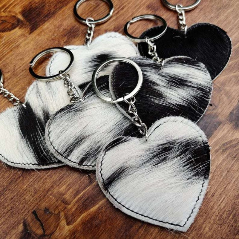 BGKEYCHAIN Cowhide Key Chain - Heart Shaped
