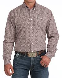 CLMTW1106140- Mens Cinch L/S  Geo Print- Burgandy