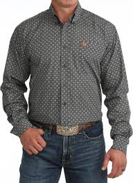 CLMTW1106131- Mens Cinch L/S  Geo Print- Navy