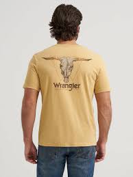 CL112380268- Wrangler Mens Tshirt- Longhorn Skull- Gold