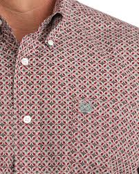 CLMTW1106140- Mens Cinch L/S  Geo Print- Burgandy